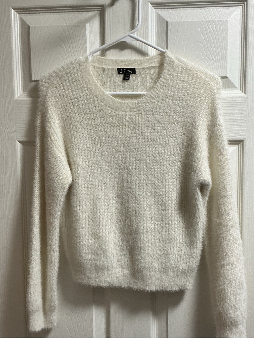 art class Cream Fuzzy Knit Crewneck Sweater
